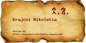Krajcsi Nikoletta névjegykártya